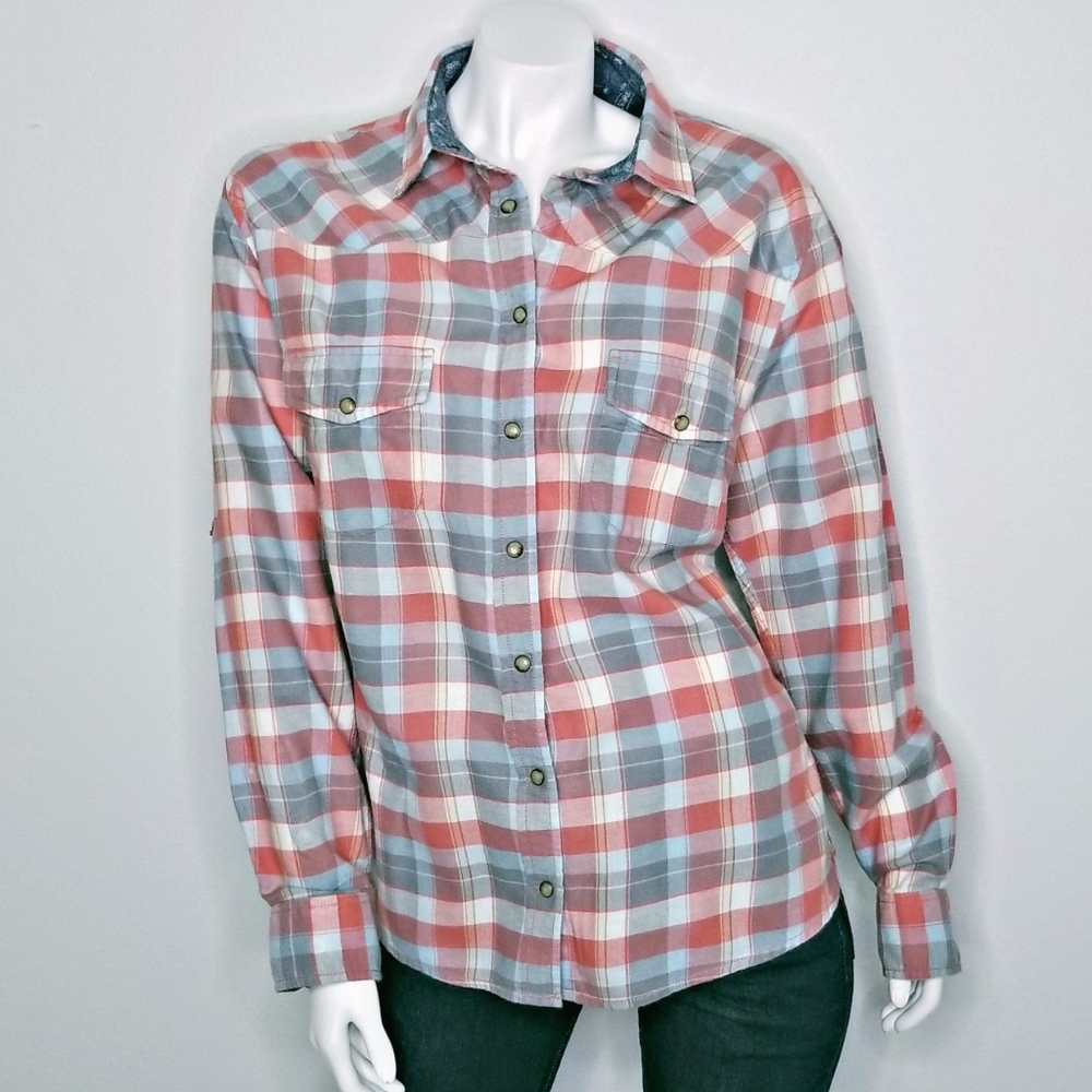 JACHS Girlfriend Women's Flannel Roll Tab Shirt